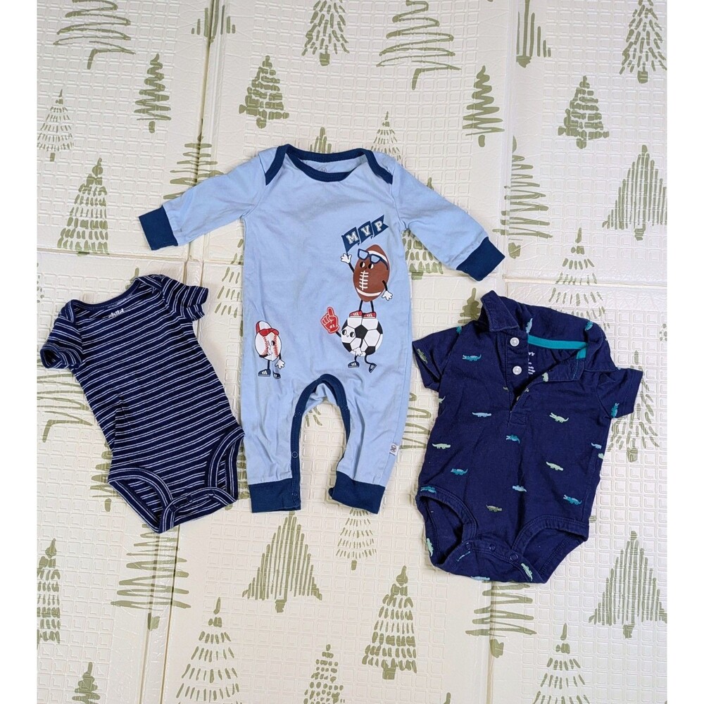 Baby Boy Clothes Lot 0-3 Months 15 Pc Gerber Carter's Honest Onesies Pants - Picture 2 of 7